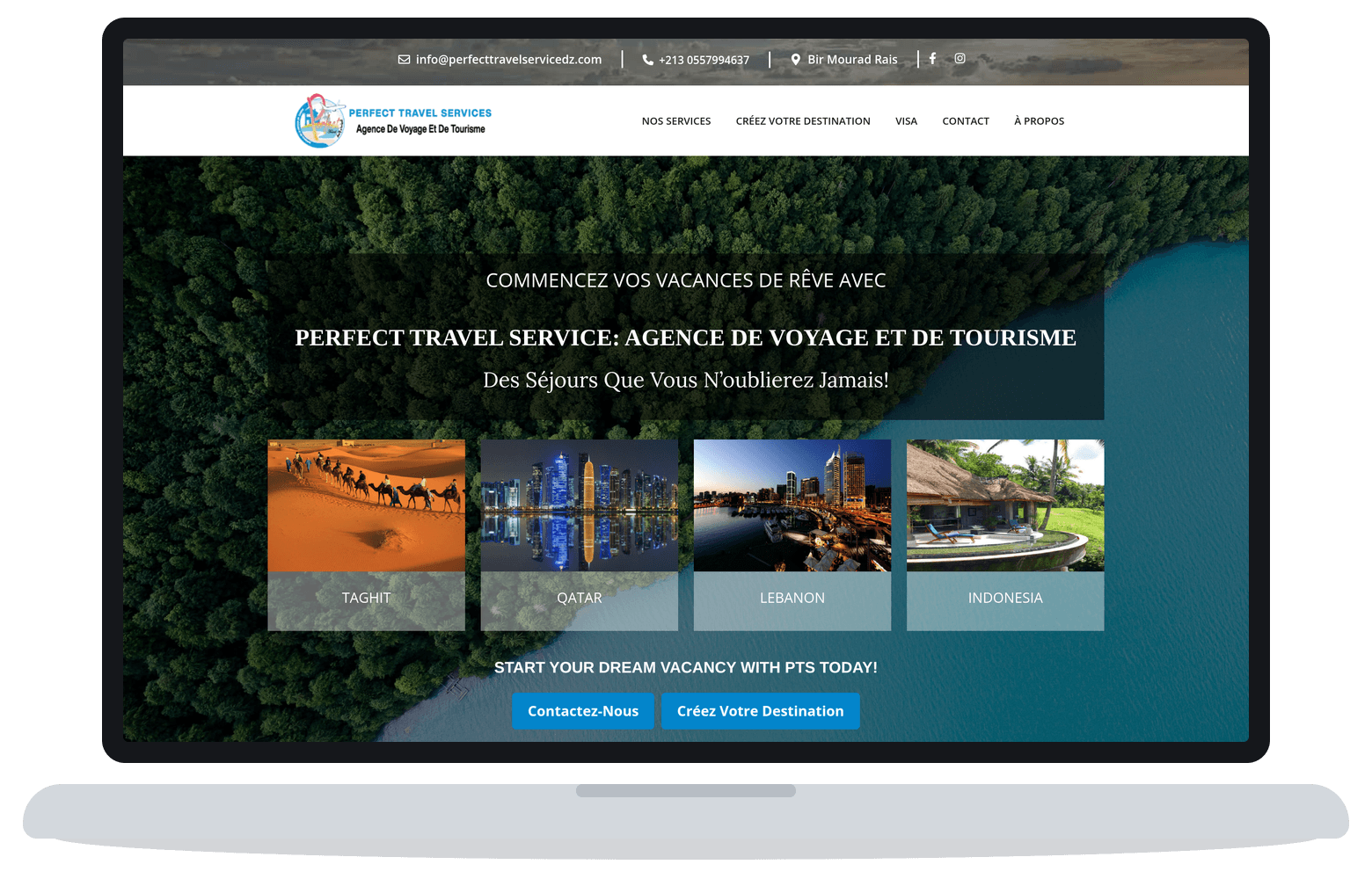 Le site Perfect Travel Service conçu par SimplerWebs