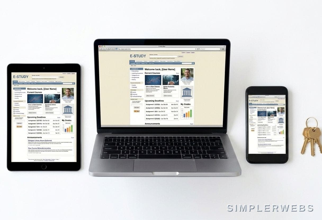 Un site rapide et responsive, à vous à 100% Un site web professionnel affiché net sur ordinateur, tablette et téléphone, avec un trousseau de clés - SimplerWebs