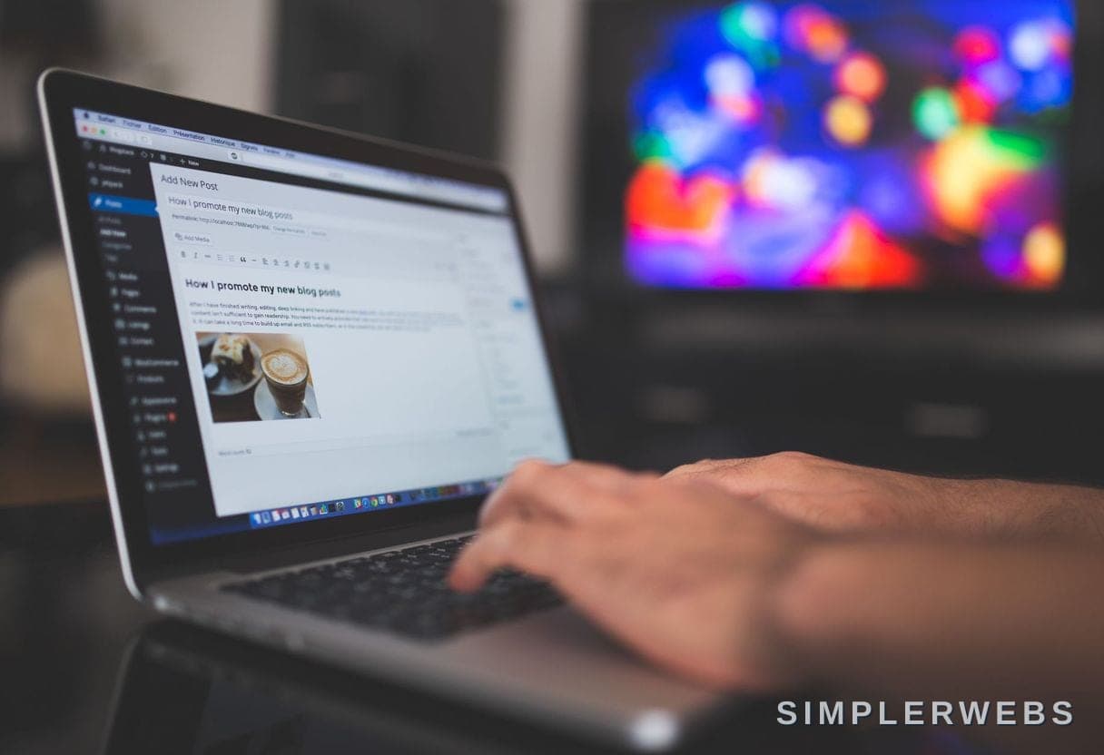 Un contenu écrit pour vos clients Une rédactrice écrit un guide utile sur son ordinateur portable - SimplerWebs
